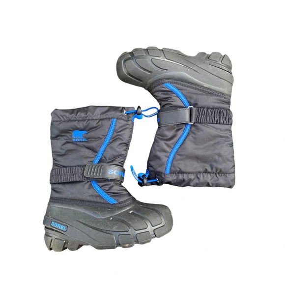 Sorel Black and blue trim nylon rubber snow boot size 10 - Picture 1 of 9